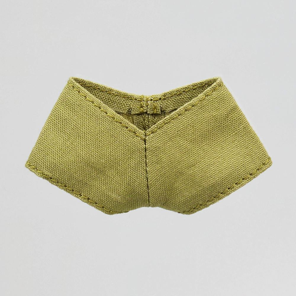 Olive green doll shorts photographed flat on a light background.