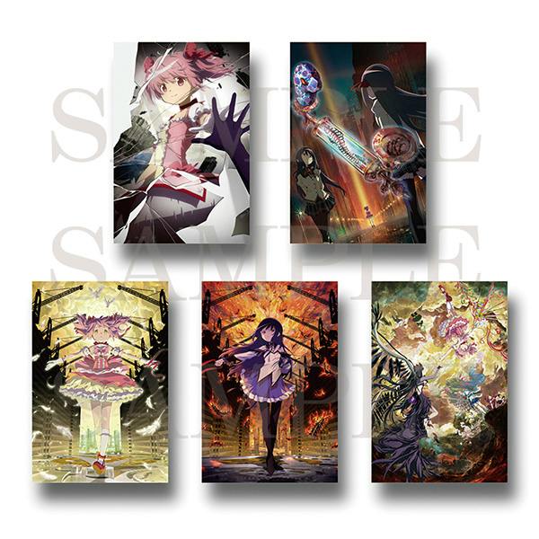 Five illustrated anime-style postcards arranged in two rows showing different character artwork with a SAMPLE watermark.