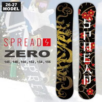 Front and back views of the SPREAD ZERO snowboard showing the board graphics with promotional overlay.