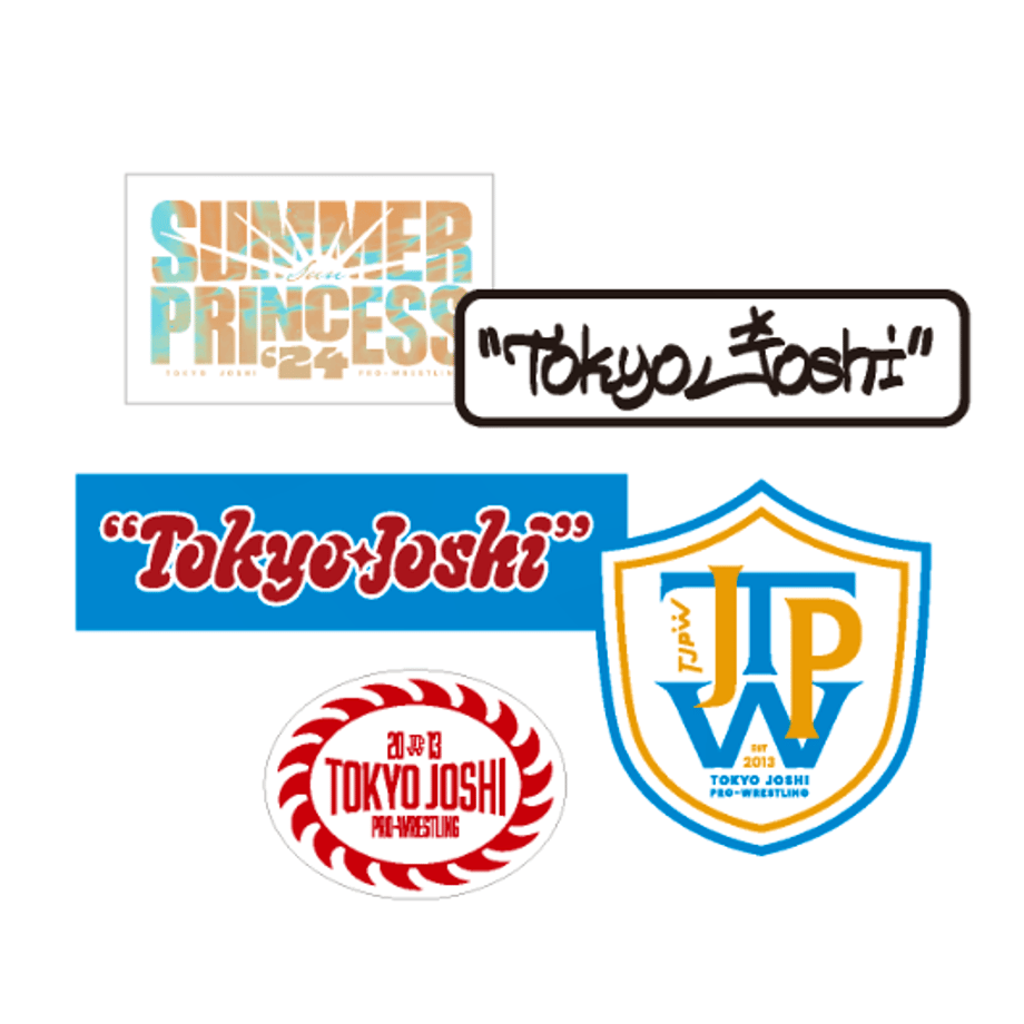 Flat lay of the SSP'24 sticker set showing several individual stickers arranged on a white background.