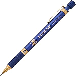 Staedtler mechanical pencil 0.5mm in exclusive royal blue with gold accents and a ribbed grip shown on a white background.