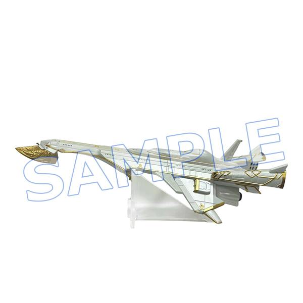 Plastic toy airplane model on a clear display stand, with a large "SAMPLE" watermark across the image.
