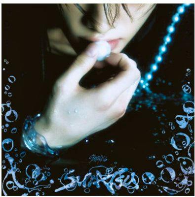 CD cover art showing a close-up of a person holding a small white object near their mouth, with bubble graphics and the Stray Kids logo.