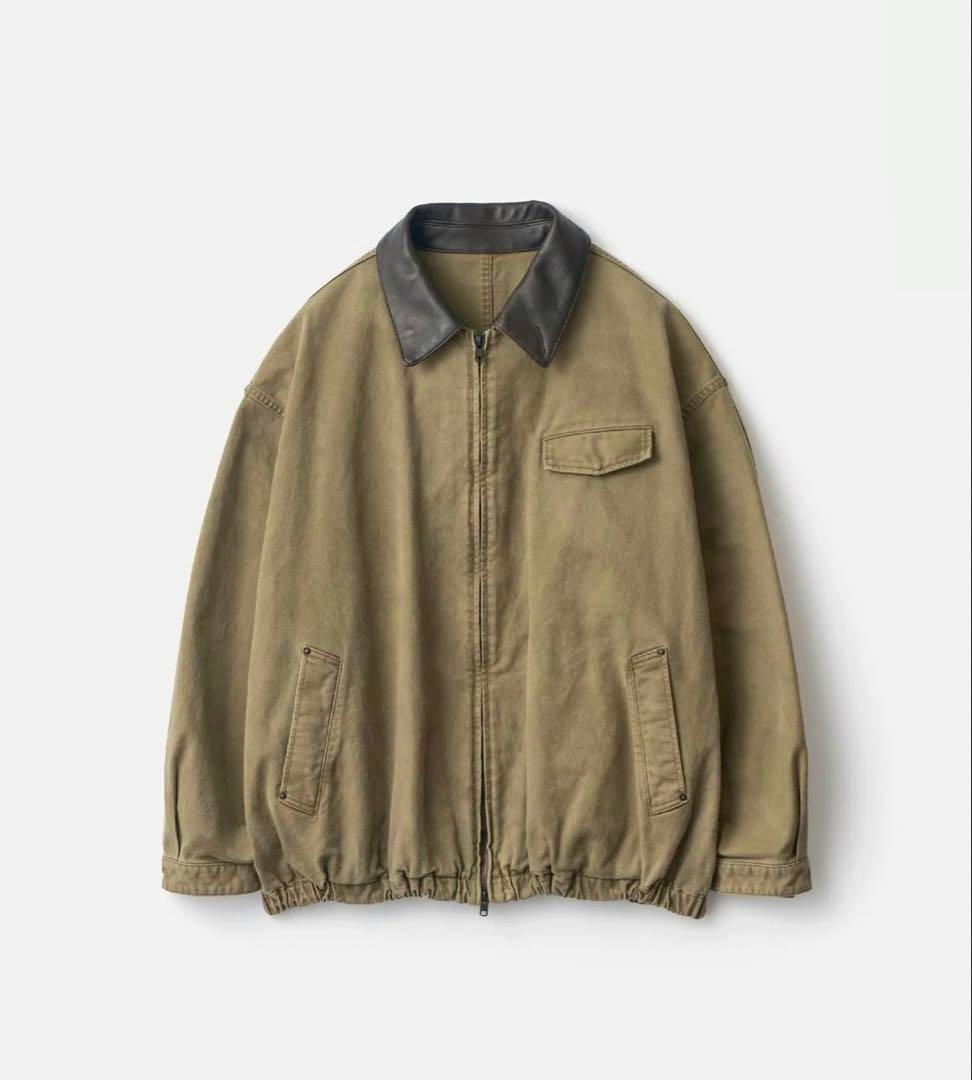 Front view of the men's sulfur-dyed whipcord vintage jacket with a dark collar on a white background.