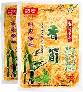 Front view of a packaged flavored menma (bamboo shoots) bag with Chinese text and a bamboo illustration.