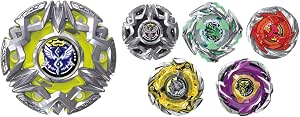 Several Takara Tomy Beyblade X BX-50 Random Booster Vol. 11 spinning tops shown on a white background.