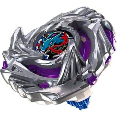 Silver and purple BEYBLADE X BX-52 starter ラスタードラグーン6-60LC spinning top toy on a white background.
