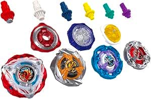 Multiple Beyblade X CX-20 parts and colored tip pieces displayed on a white background.