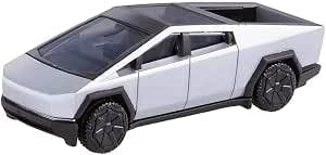 Tomica Premium miniature Tesla Cybertruck toy car in white and black shown at a slight angle.