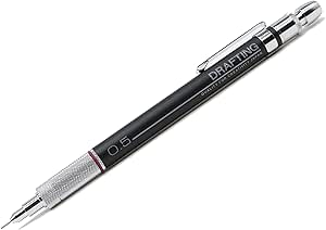 Black metal Takeda drafting mechanical pencil with knurled grip and a 0.5 mm marking visible.