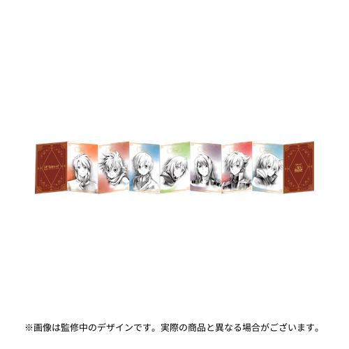 A spread of the official 30th anniversary 'Tales Of' illustration postcards arranged in an accordion, showing character illustrations with colored backgrounds.
