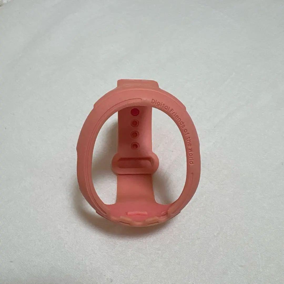 Pink rubber watch strap for Tamagotchi Smart Uni band shown from the front on a white background.