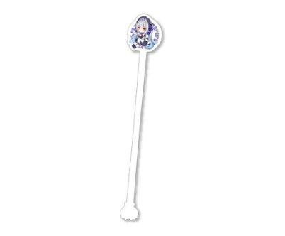 A single acrylic stirrer with a Chloe character topper and a rounded end shown on a white background.