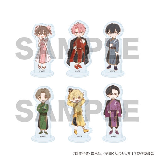 Six acrylic petit character stands in China-themed outfits shown on round display bases.