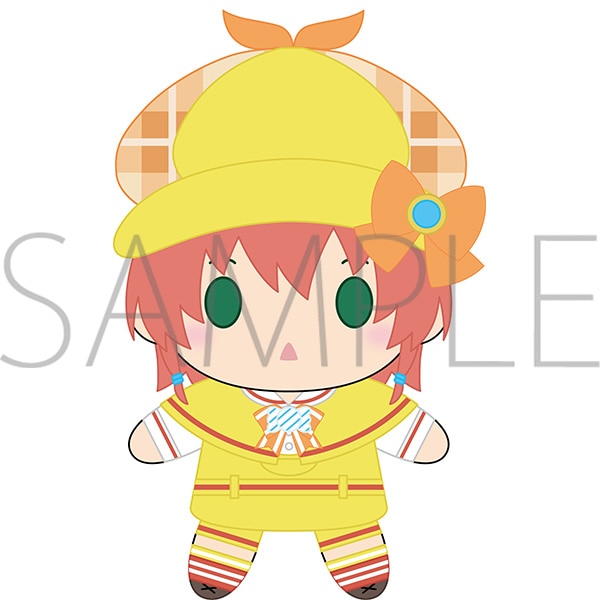 Front-facing illustration mockup of the Detective Opera Milky Holmes plush of Nero wearing a yellow detective outfit.