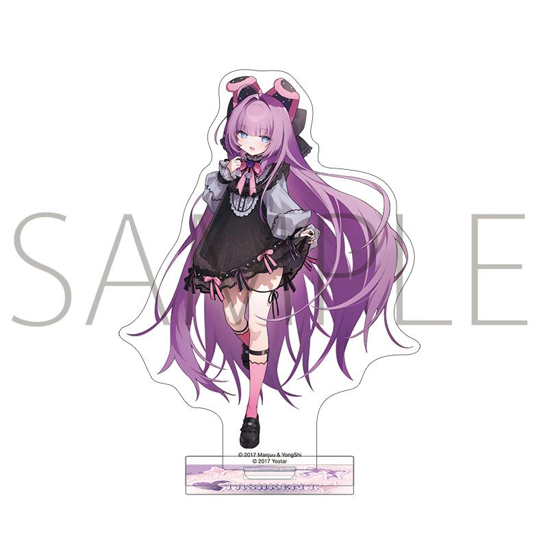 Acrylic stand of Tashkent showing a full-body illustration of a purple-haired character on a rectangular base with a SAMPLE watermark.