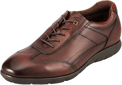 Brown leather men's lace-up business shoe shown from a front three-quarter angle.