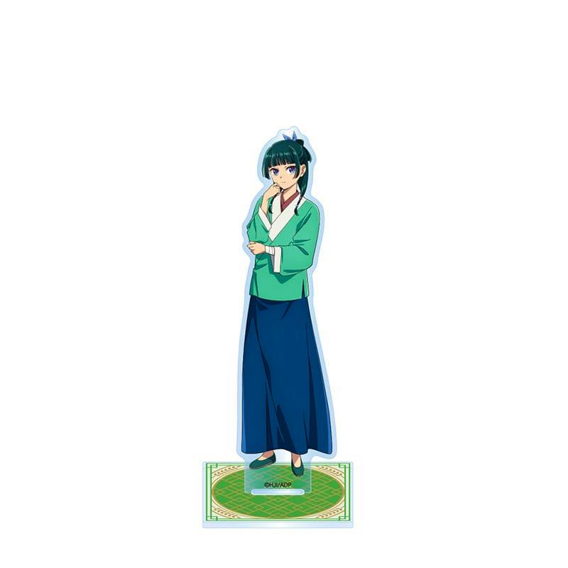 Acrylic stand of the character 猫猫 from 薬屋のひとりごと shown standing on a rectangular green base against a white background.