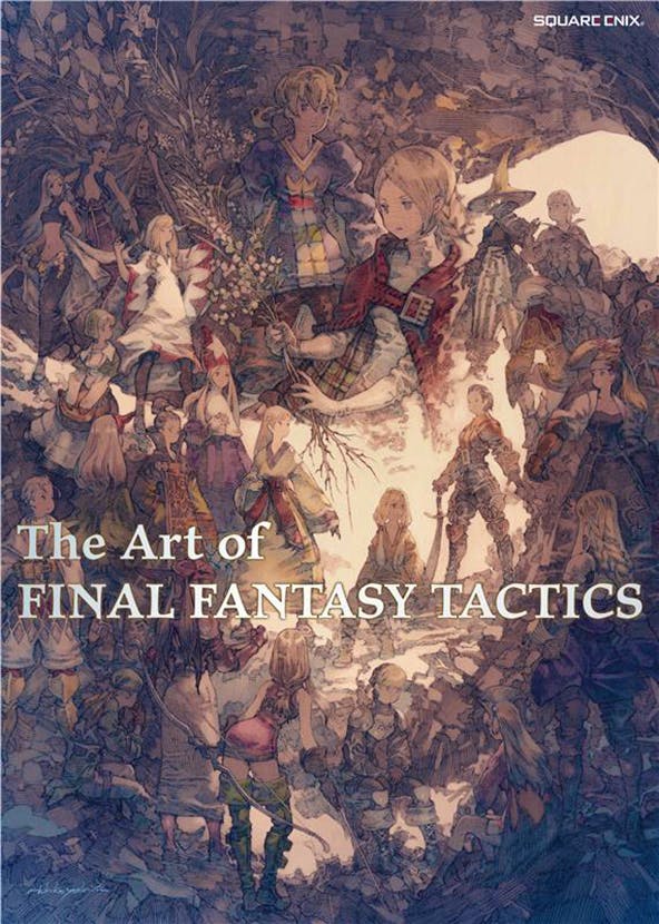 Book cover showing detailed illustrated character artwork with the title "The Art of FINAL FANTASY TACTICS".