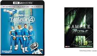 Cover art of the 4K UHD + 3D + Blu-ray set for Fantastic Four: First Step showing the four heroes in blue suits and the 4K Ultra HD banner.