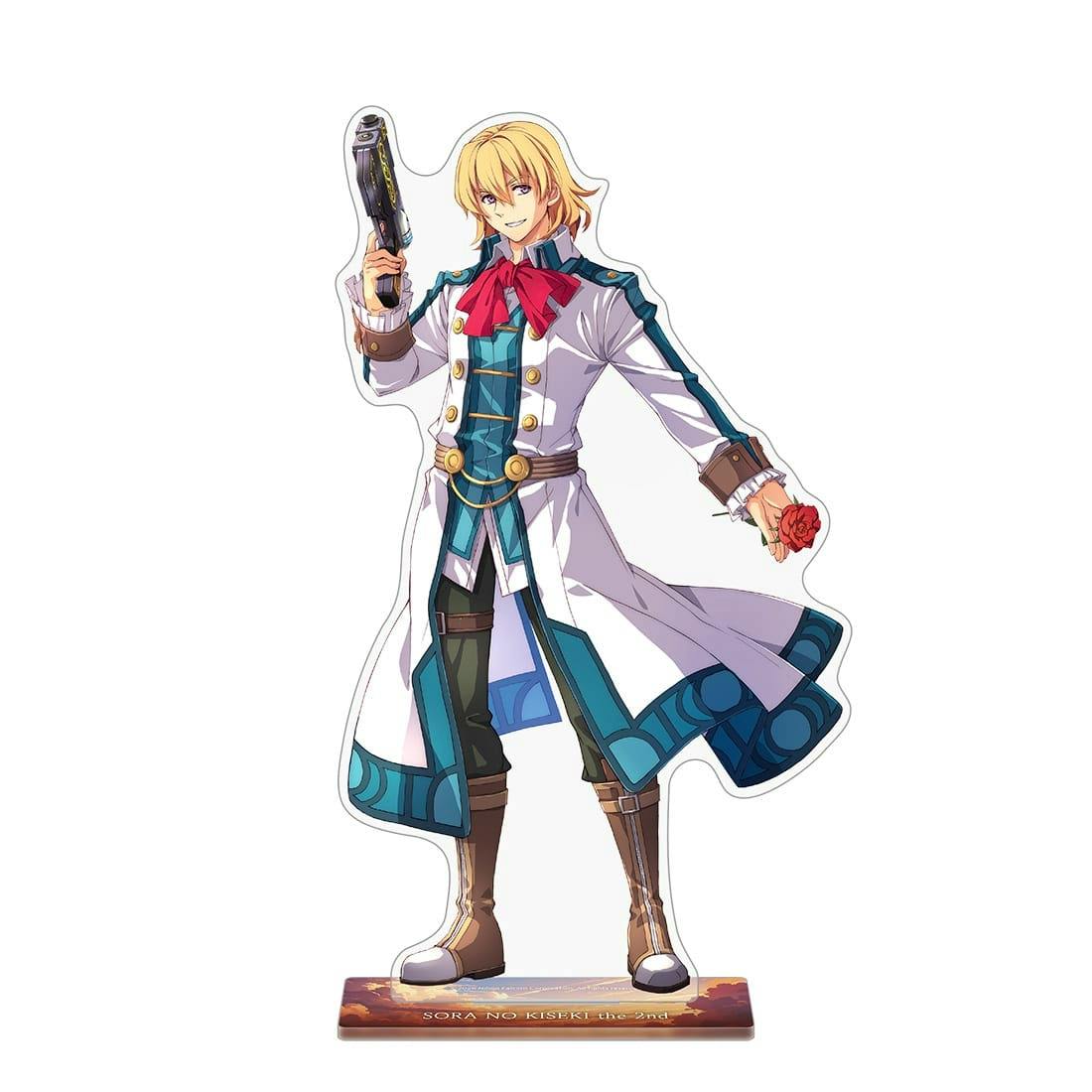 Full-body acrylic stand of Olivier from "Sora no Kiseki the 2nd" shown on its rectangular display base.