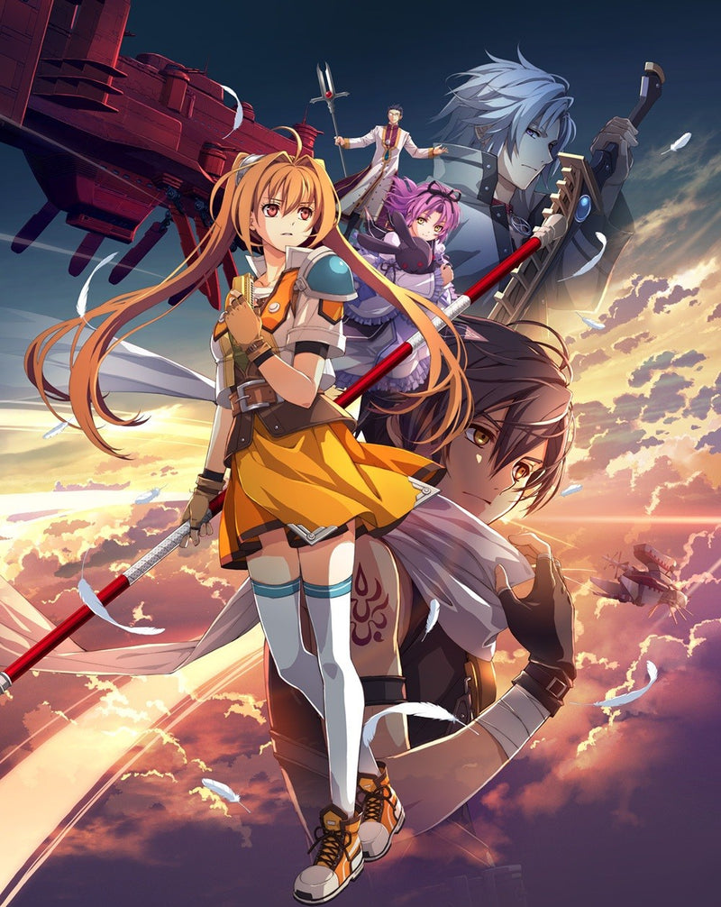 Cover-style illustration showing multiple game characters against a dramatic sky background.