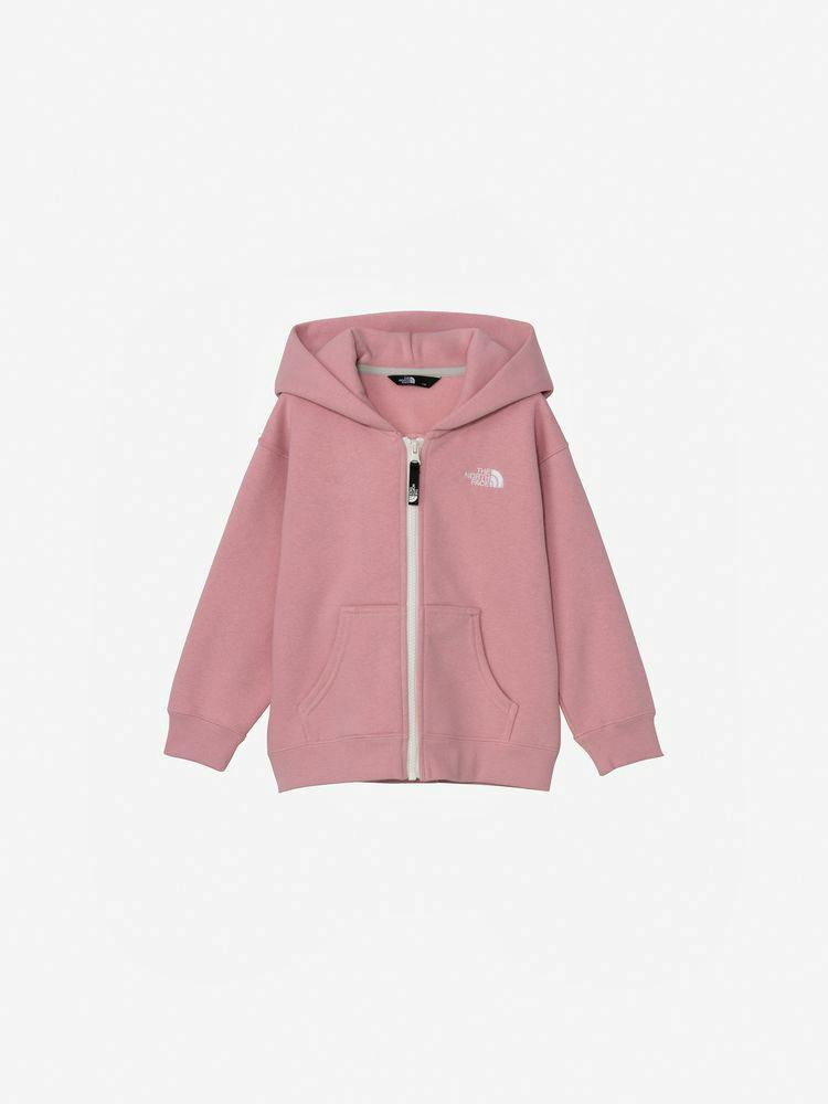 Pink kids/toddler full-zip cotton hooded sweatshirt photographed on a white background.