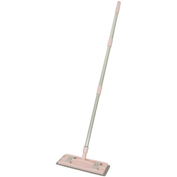 Pink and gray telescoping multi wiper (floor mop) with a rectangular flat mop head on a white background.