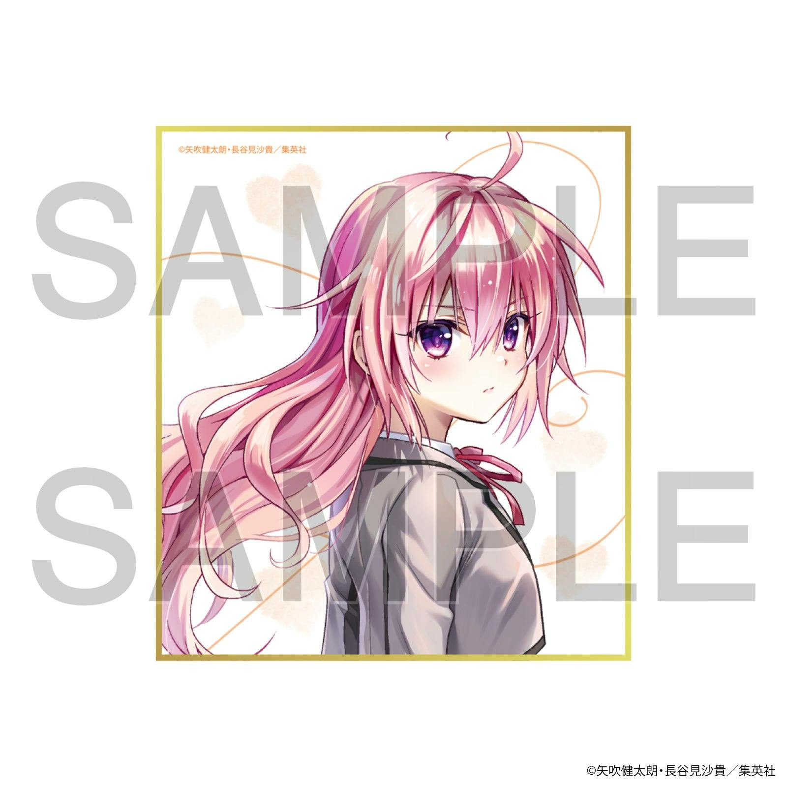 Square illustration shikishi of Nana Asta Deviluke in her school uniform from To LOVEる, shown from the shoulders up with long pink hair and purple eyes.