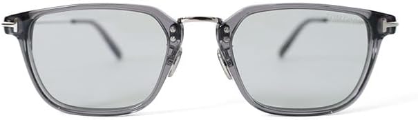 Front view of Tom Ford sunglasses with translucent gray rectangular frames and light-tinted lenses.