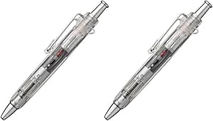 Two clear Tombow pressurized permanent 0.7 mm ballpoint pens shown side by side.