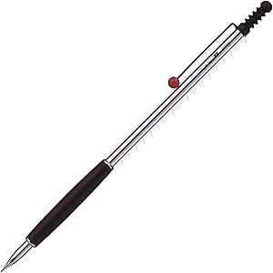 Silver-barreled Tombow ZOOM 707 de Luxe 0.5 mechanical pencil with a black grip shown on a white background.