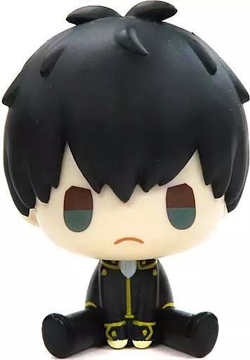 Front view of a Punybeans chibi plastic figure of Hijikata Toshirou in a seated pose wearing a black uniform.