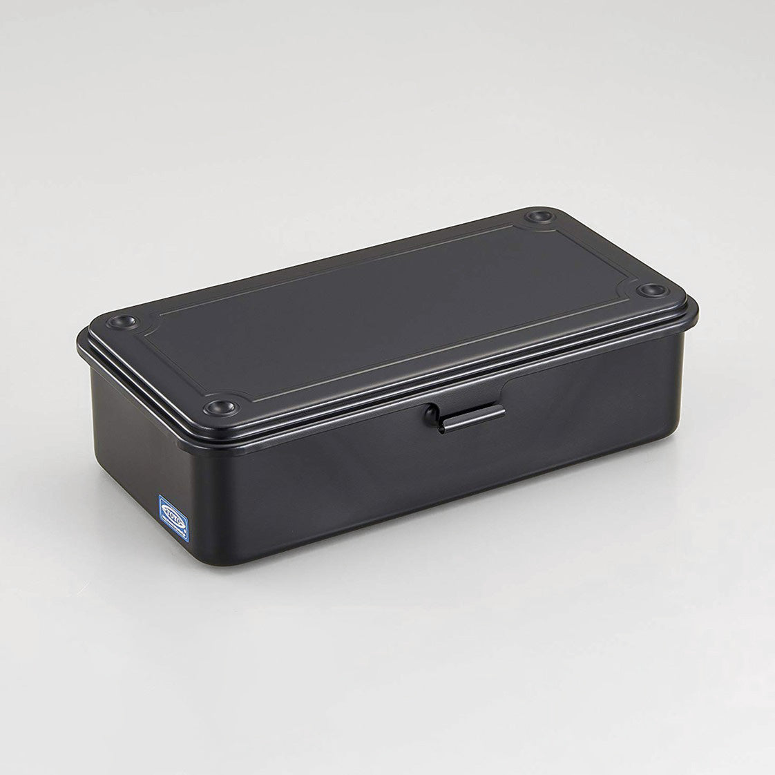 Black TOYO Trunk Shape Toolbox T-190 BK (closed) shown on a plain light background.