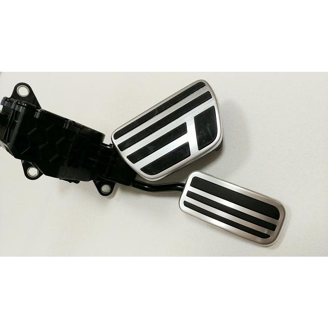 Aluminum pedal set for a Toyota Land Cruiser 250, silver with black inserts, photographed on a white background.