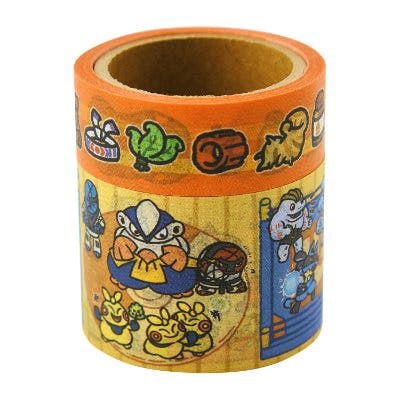 Two rolls of decorative masking tape with cartoon character prints stacked vertically.