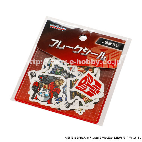 Packaged TRANSFORMERS paper sticker set showing multiple stickers and a red header card with Japanese text.