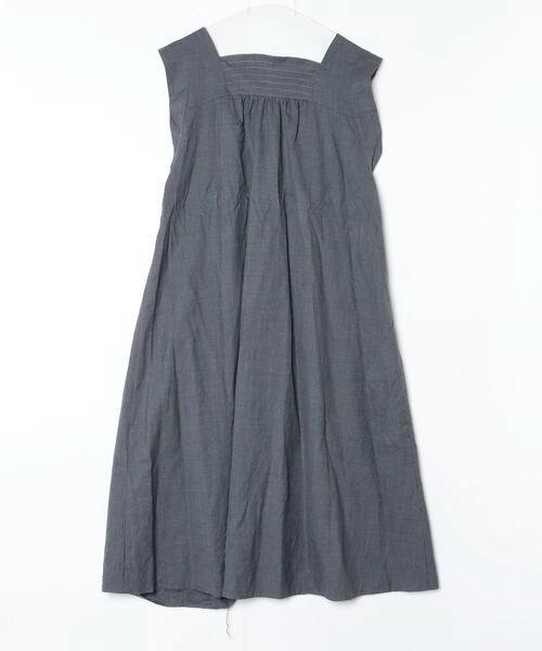 Gray TSUMORI CHISATO sleeveless wool dress hanging on a white hanger against a plain white background.