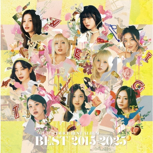 Front cover artwork for the listed best-album box set showing a colorful collage of the group's portraits and the text "BEST 2015-2025".