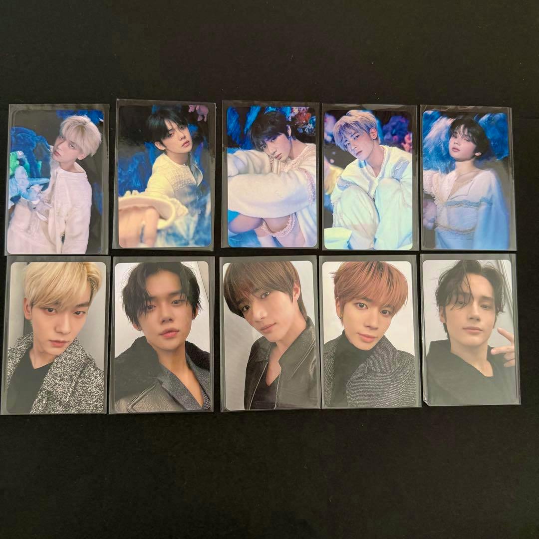 Ten TXT TEMPTATION Weverse photocard portraits arranged in two rows on a black background.