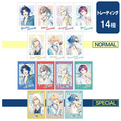 A promotional image showing multiple illustrated photocard designs arranged in rows labeled "NORMAL" and "SPECIAL".