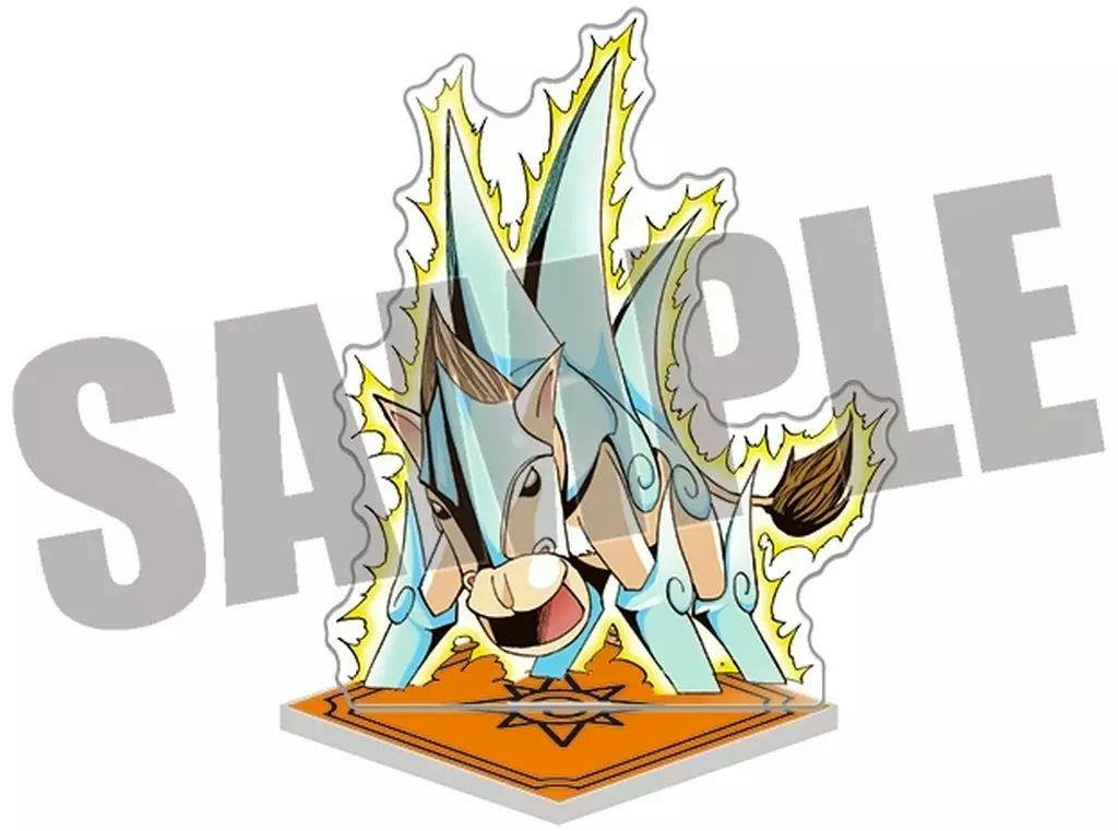 Colored acrylic stand of Umagon from Konjiki no Gash!! on an orange base with a large "SAMPLE" watermark.
