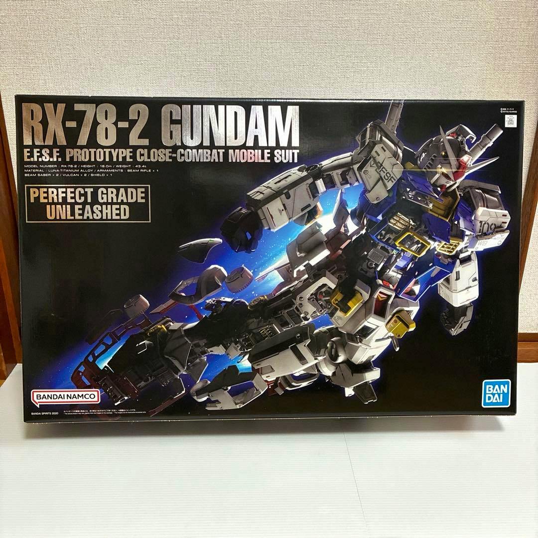 Front of the RX-78-2 GUNDAM Perfect Grade Unleashed model kit box showing the box art and product title.