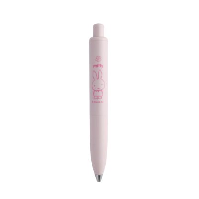 A pink Miffy ballpoint pen with the character printed on the barrel, shown upright on a white background.