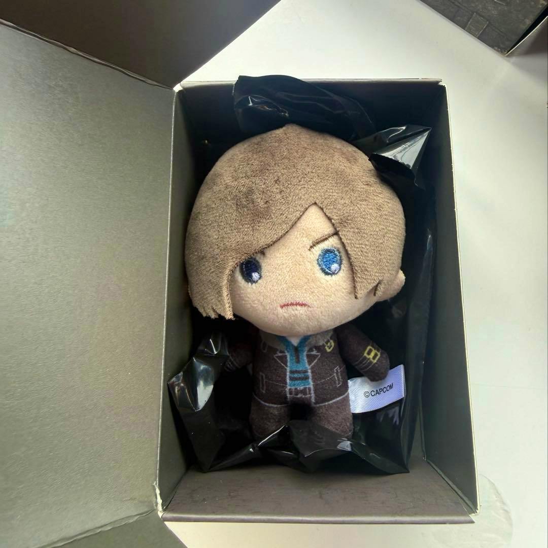 Front view of the Leon USJ Biohazard collectible plush mascot placed inside its box.