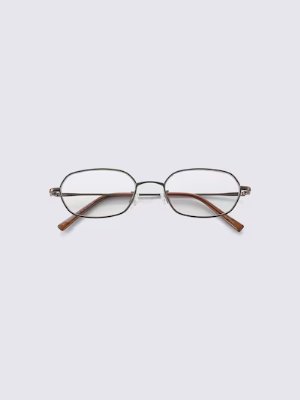 Front view of hexagon metal sunglasses displayed on a light background.