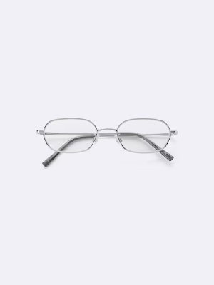 Front view of the hexagon metal sunglasses showing the full frame, bridge, and temples.