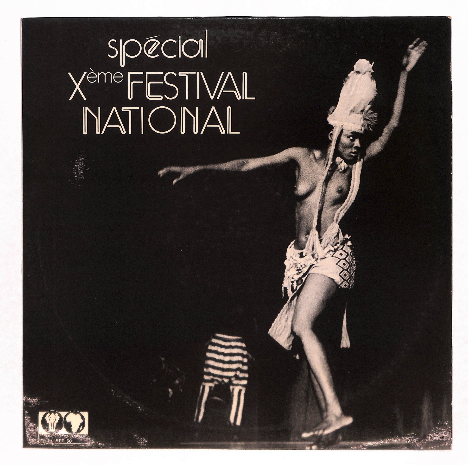 Front cover of the vinyl record showing a black-and-white photo of a dancer and the title "spécial Xème FESTIVAL NATIONAL".