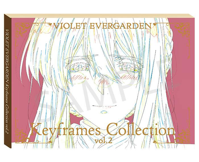 Front cover of the Violet Evergarden Keyframes Collection vol.2 illustration book showing a close-up line-art portrait of Violet with the title text.