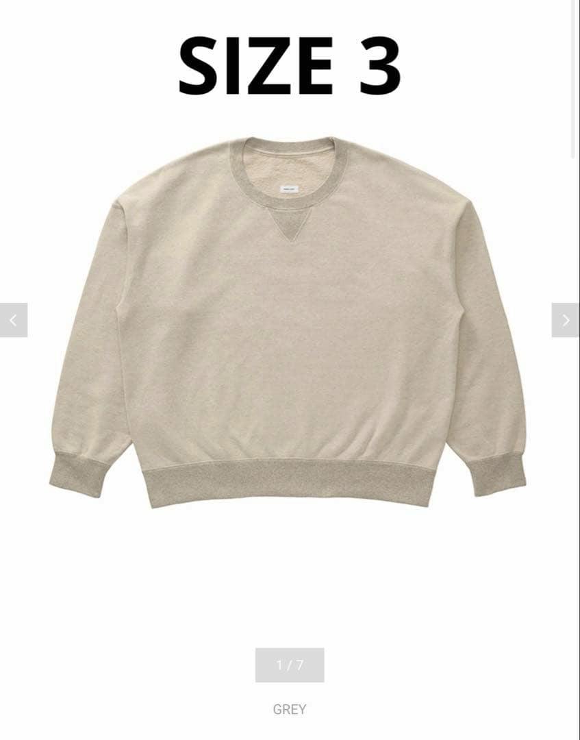 Grey visvim JUMBO SB long-sleeve sweatshirt laid flat on a white background with "SIZE 3" text above.